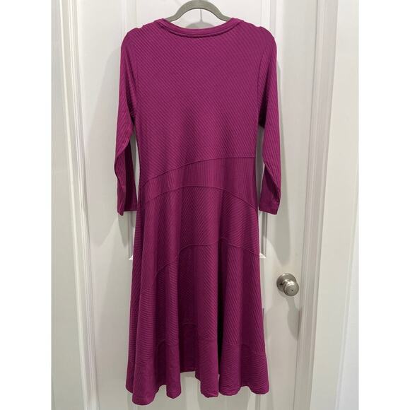 Soft Surroundings Jersey Long Sleeve Purple V-Neck Midi Dress Sz S - Picture 6 of 6